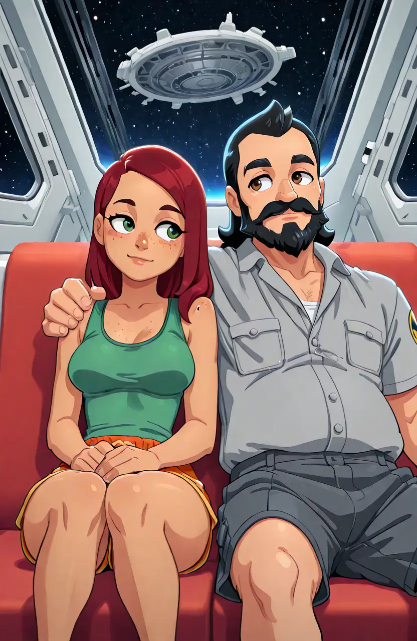 Maya & Kai, your polyamorous crewmates on isolated station